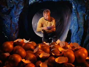 Kirk finding the eggs
