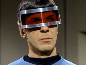 Spock wearing the anti-insanity visor