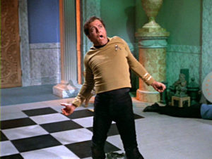 Kirk being flung around by evil mind-powers.